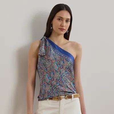 Ralph Lauren Paisley Twill One-shoulder Blouse In Blue Multi