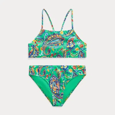 Ralph Lauren Kids' Paisley Two-piece Swimsuit In Green