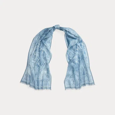 Ralph Lauren Paisley Wool-silk Scarf In Blue