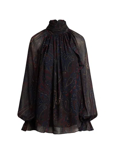 Ralph Lauren Paisley-print Ruffled Blouse In Multi