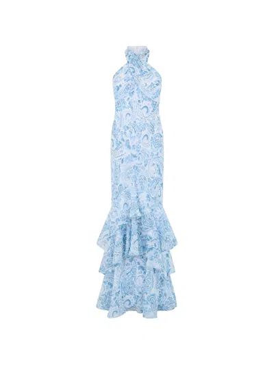Ralph Lauren Paisley-print Ruffled Maxi Dress In Blue