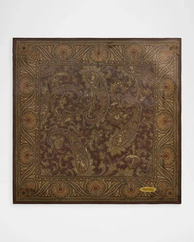 Ralph Lauren Paisley-print Silk Square Scarf In Brown