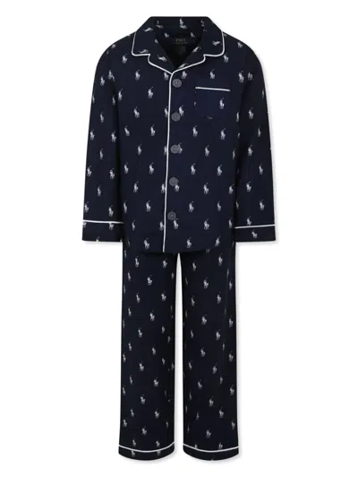 Ralph Lauren Kids' Polo Pony-motif Pajama Set In Blue