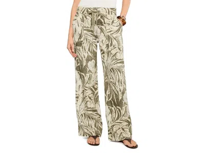 Ralph Lauren Palm-frond-print Linen Wide-leg Pants Women's Clothing Olive Multi: 6 31 In Brown