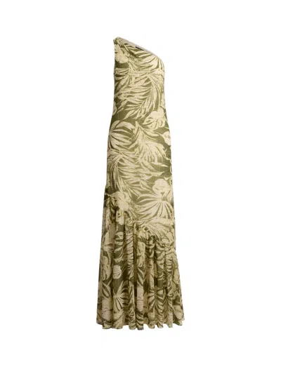 Ralph Lauren Palm-print One-shoulder Maxi Dress In Multi
