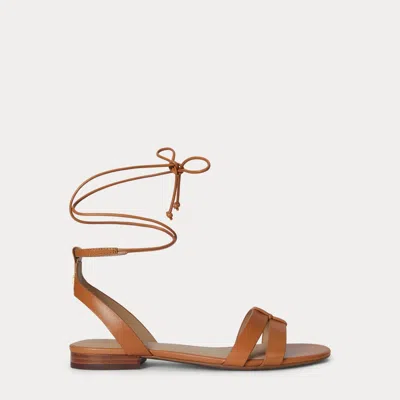 Ralph Lauren Paloma Leather Sandal In Brown