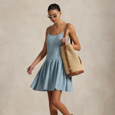 Ralph Lauren Paneled Cotton Chambray Dress