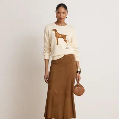 Ralph Lauren Paneled Goat-suede Midi Skirt In Light Tobacco In Brown