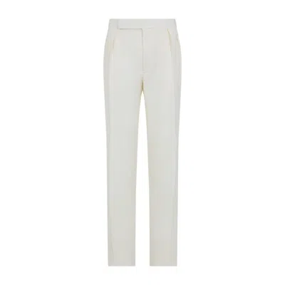 Ralph Lauren Purple Label Sophisticated Regular Fit Wool Pants For Men In White