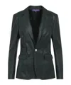 Ralph Lauren Parker Blazer Lamb Leather Jacket In Green