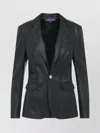 Ralph Lauren Parker Blazer Lamb Leather Jacket In Green