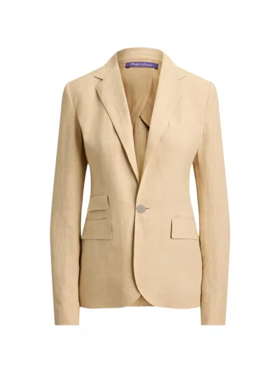 Ralph Lauren Parker Button Flapped Linen Jacket In Neutral