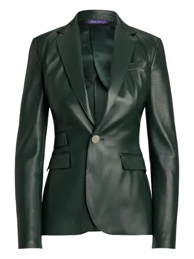 Ralph Lauren Parker Leather Blazer In Green
