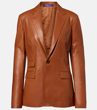 Ralph Lauren Parker Leather Blazer In Brown
