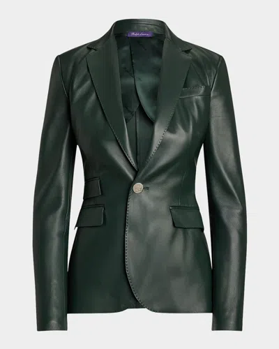 Ralph Lauren Parker Leather Single-breasted Jacket In Green