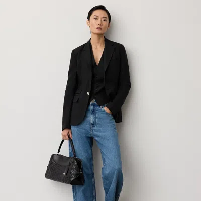 Ralph Lauren Parker Linen Jacket In Black In Blue
