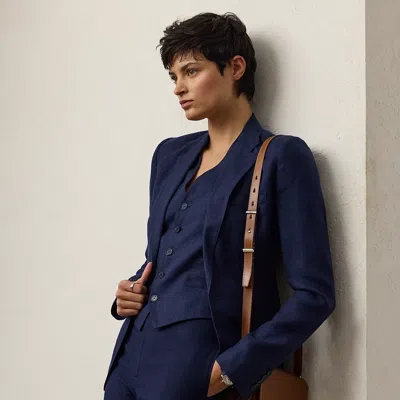 Ralph Lauren Parker Linen Jacket In Lux Navy In Blue