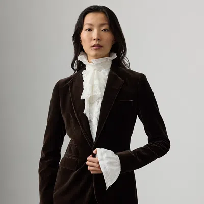 Ralph Lauren Parker Stretch Velvet Jacket In Brown