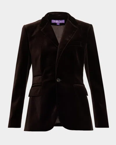 Ralph Lauren Parker Stretch Velvet Single-breasted Jacket In Brown