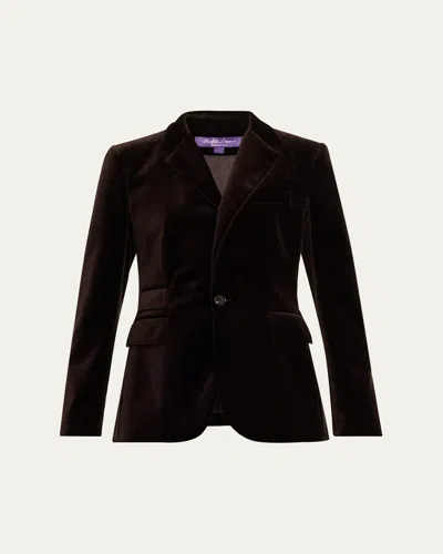 Ralph Lauren Parker Stretch Velvet Single-breasted Jacket In Brown