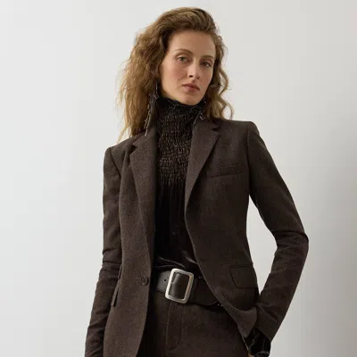 Ralph Lauren Parker Striped Herringbone Jacket In Brown/rust Multi