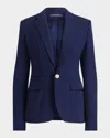 Ralph Lauren Parker Wool Crepe Single-breasted Jacket In Blue