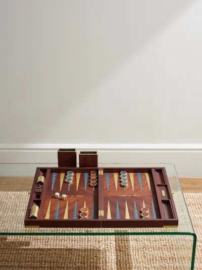 Ralph Lauren Parkwood Mahogany And Gold-tone Backgammon And Chequers Set In Brown