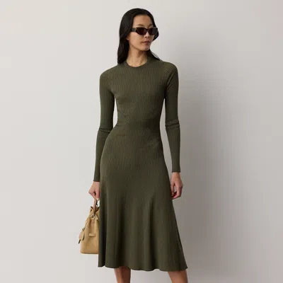 Ralph Lauren Parson Rib-knit Silk-blend Day Dress In Cypress