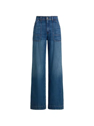Ralph Lauren Patch-pocket Wide-leg Jeans In Blue