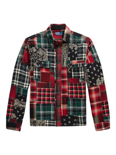 Ralph Lauren Flannel Workshirt With Patchwork And Pockets In Multi