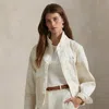 Ralph Lauren Patchwork Mockneck Jacket In Cream Multi