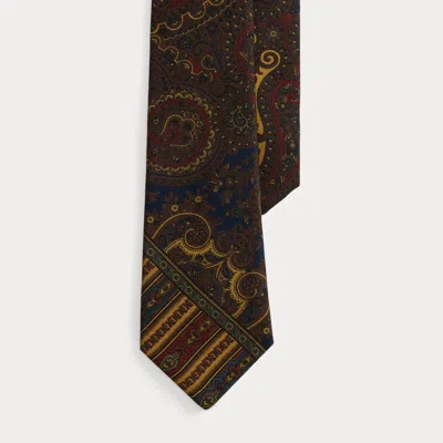 Ralph Lauren Patchwork Paisley Wool Tie In Brown