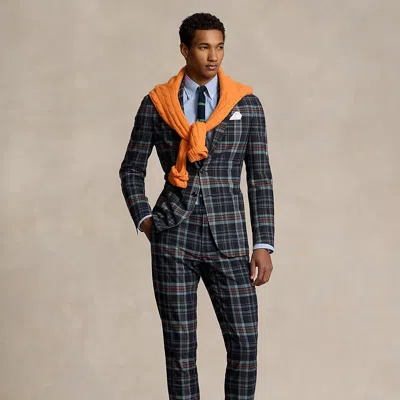 Ralph Lauren Patchwork Plaid Suit Trouser In Brown