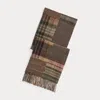 Ralph Lauren Patchwork Plaid Wool-blend Scarf In Brown