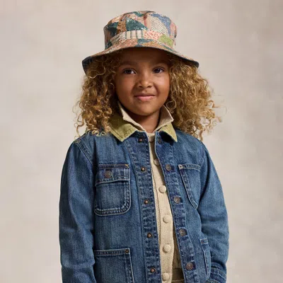 Ralph Lauren Kids' Patchwork Polo Bear Denim Utility Jacket In Pomo Wash In Blue