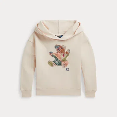 Ralph Lauren Kids' Patchwork Polo Bear French Terry Hoodie In Guide Cream In Neutral