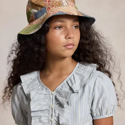 Ralph Lauren Patchwork Reversible Cotton Bucket Hat In Cortney Patchwork In Multi