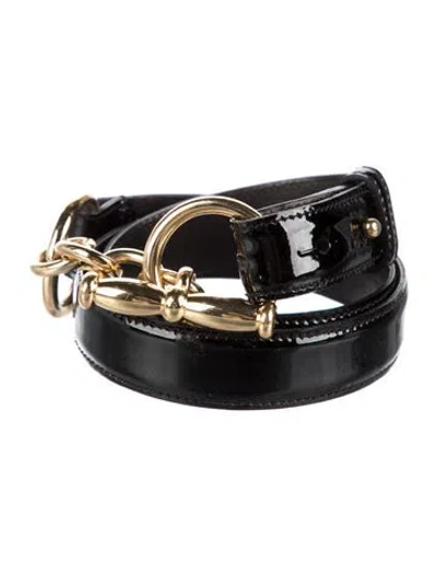 Pre-owned Ralph Lauren Patent Leather Belt In Black