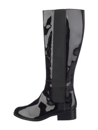 Pre-owned Ralph Lauren Patent Leather Riding Boots In Black