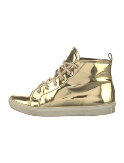 Pre-owned Ralph Lauren Patent Leather Sneakers In Gold