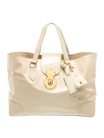 Pre-owned Ralph Lauren Patent Leather Tote In Neutral