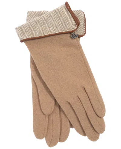Ralph Lauren Pattern Cuff Glove With Logo Charm In Brown