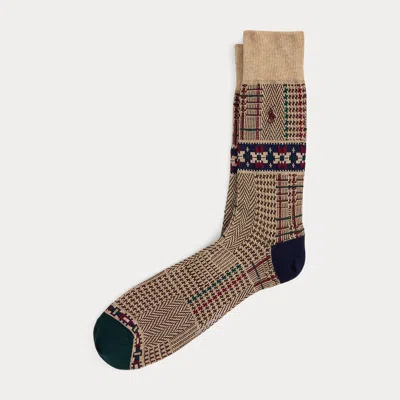 Ralph Lauren Patterned Cotton-blend Trouser Socks In Brown
