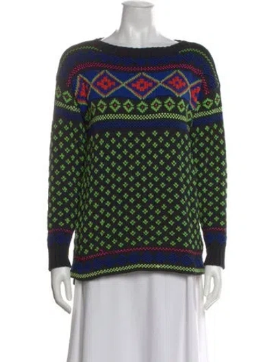 Pre-owned Ralph Lauren Patterned Crew Neck Sweater In Black