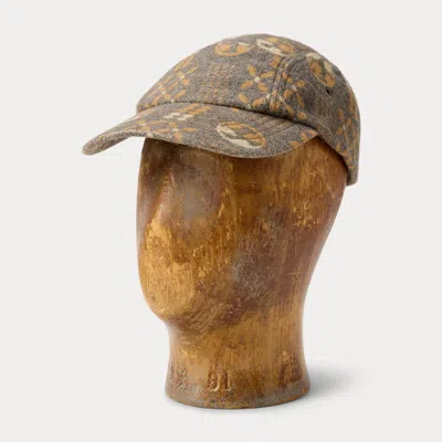 Ralph Lauren Patterned Jacquard Cap In Grey/orange/cream