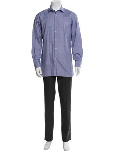 Pre-owned Ralph Lauren Patterned Long Sleeve Dress Shirt In Blue