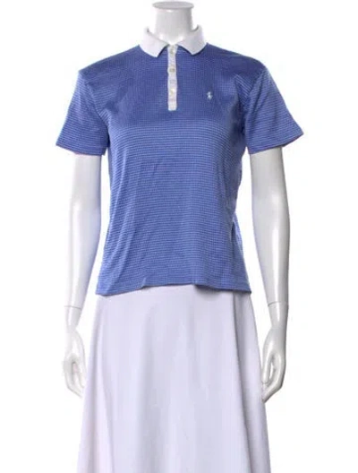 Pre-owned Ralph Lauren Patterned Short Sleeve Polo In Blue
