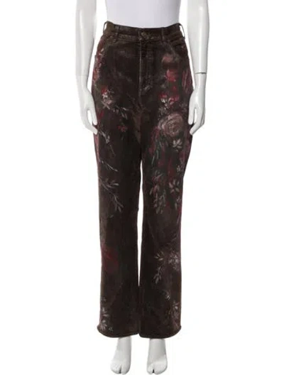 Pre-owned Ralph Lauren Patterned Skinny Leg Pants In Brown