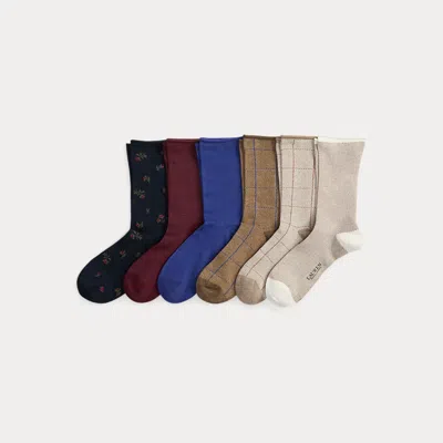 Ralph Lauren Patterned Stretch Roll-top Sock 6-pack In Multi