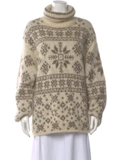 Pre-owned Ralph Lauren Patterned Turtleneck Sweater In Neutral